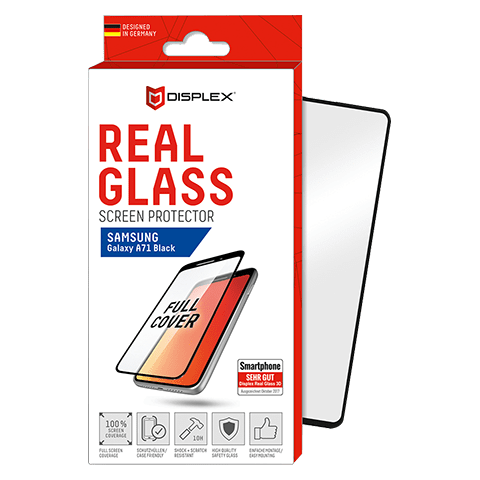Displex Samsung Galaxy A71 aizsargstikliņš (Displex Real Glass 3D Black)