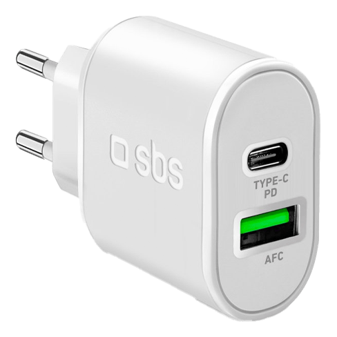SBS Travel Charger 2.1 A Type-C PD 20 W + 1 USB