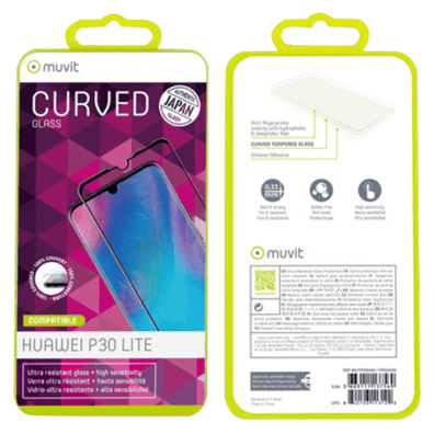 Huawei P30 Lite aizsargstikliņš (Curved Screen Glass By Muvit Transparent) | Bite