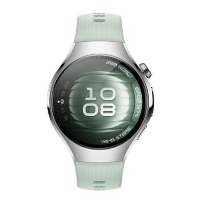 Huawei Watch 5 LTE (eSIM) 42mm Stainless Steel Silver case with Aurora Green Fluoroelastomer Strap (Soc-L19F) | Bite