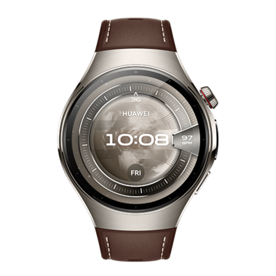 Huawei Watch 5 LTE (eSIM) 46mm Titanium Silver case with Jupiter Brown Leather Strap (Rates-L29L) | Bite